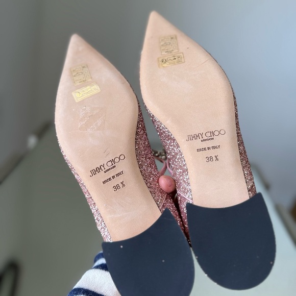 New Jimmy Choo Bing Glitter Crystal-Strap Ballerina Pumps 38.5 $1,095 - Picture 7 of 9